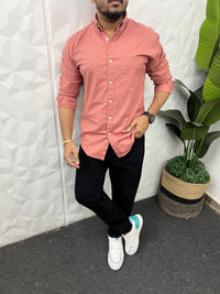 Oxford lycra solid shirt (Dark pink)